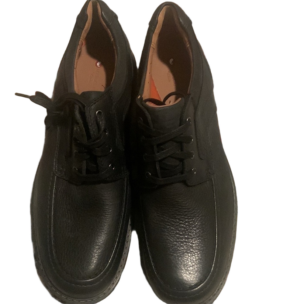 Clarks Men’s Unramble Lace Black Leather Shoes Sz 12 Nwot Work Office Summer